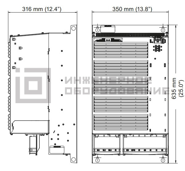 Габаритные размеры частотного преобразователя Sinamics G120 6SL3223-0DE37-5AA0