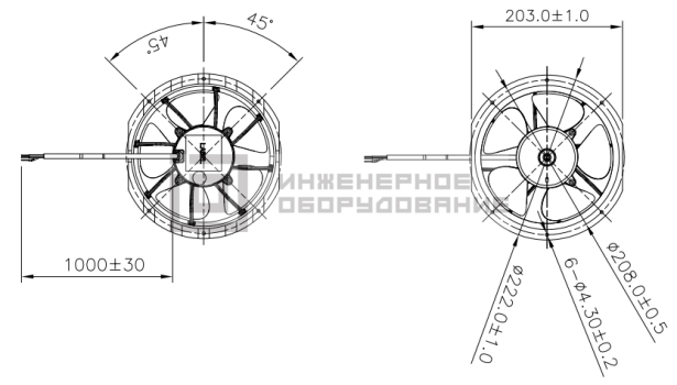 Габаритные размеры осевого вентилятора AFL22AUHW-P0 Delta Electronics Габаритные размеры осевого вентилятора AFL22AUHW-P0