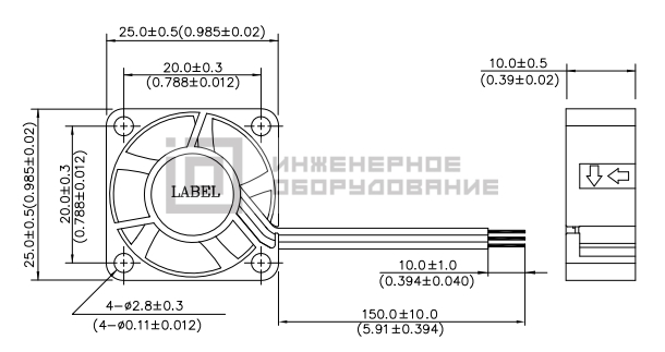 Габаритные размеры осевого вентилятора ASB02512VHA-A76N Delta Electronics Габаритные размеры осевого вентилятора ASB02512VHA-A76N