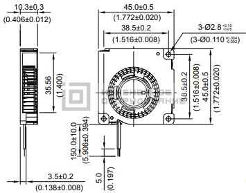 Габаритные размеры радиального вентилятора BFB04512LA-CR00 Delta Electronics BFB04512LA-CR00