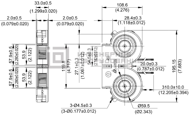 Габаритные размеры радиального вентилятора SFB0212H-R00 Delta Electronics SFB0212H-R00