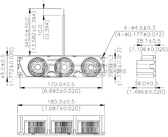 Габаритные размеры радиального вентилятора SFB0312L-F00 Delta Electronics SFB0312L-F00