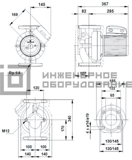 Габаритные размеры насоса UPS 65-180 F B UPS Grundfos Габаритные размеры насоса UPS 65-180 F B UPS Grundfos
