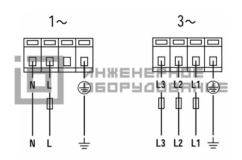 Схема подключения насоса  UPS 100-30 F B UPS Grundfos
