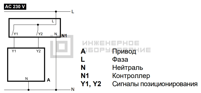 Схема подключения привода Siemens SAV31P00 Схема подключения привода Siemens SAV31P00