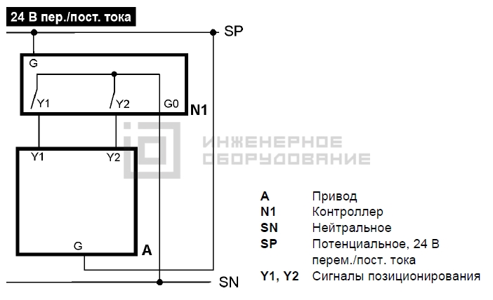 Схема подключения привода Siemens SAX81.03 Схема подключения привода Siemens SAX81.03