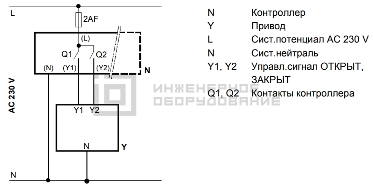 Схема подключения привода Siemens SSB31 Схема подключения привода Siemens SSB31