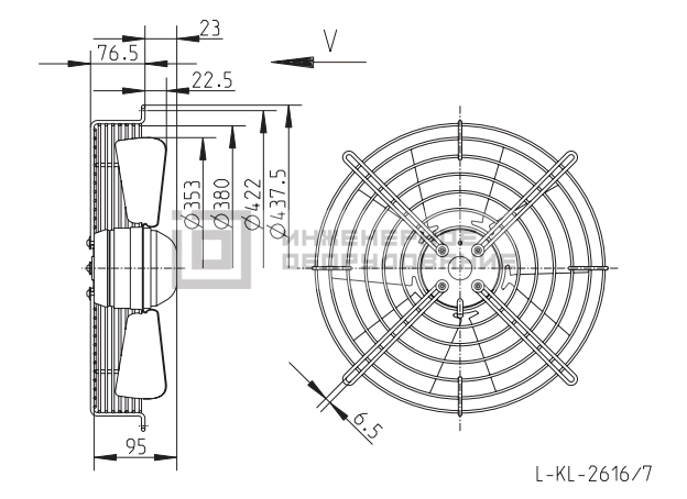 Габаритные размеры компактного осевого вентилятора FB035-4EK.WD.V5 FB035-4EK.WD.V5
