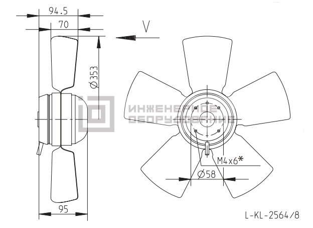 Габаритные размеры компактного осевого вентилятора FB035-4EA.WD.V5 FB035-4EA.WD.V5
