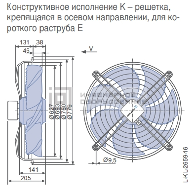 Габаритные размеры осевого вентилятора FN063-NDK.4F.V7P1 FN063-NDK.4F.V7P1