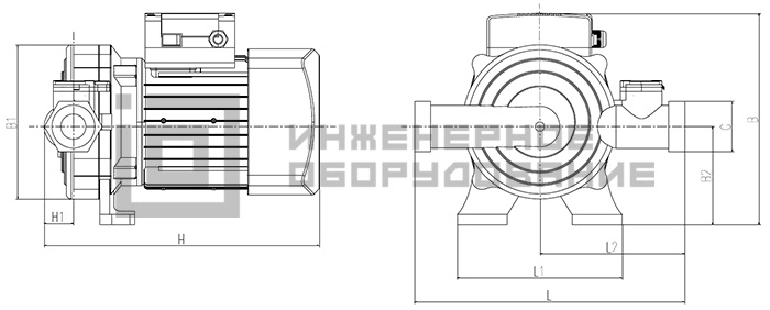 Размеры поверхностного насоса NWS PB400 DR Вило Размеры поверхностного насоса NWS PB400 DR Вило